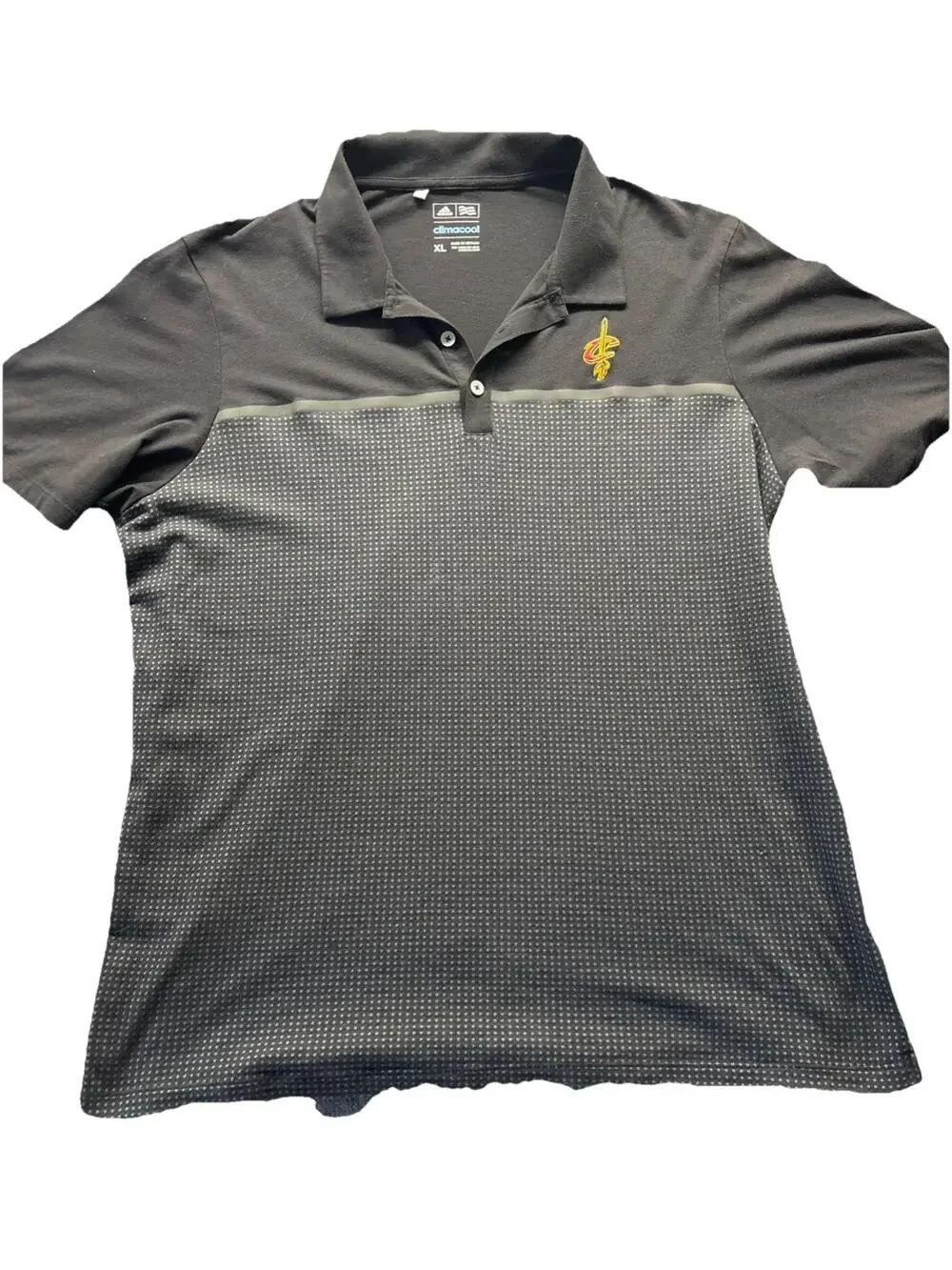 Cleveland Cavaliers Adidas Climalite Polo Shirt Grey&Black S/S Men's SZ XL